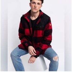 Fjallraven Men's Red and Black Plaid Jacket